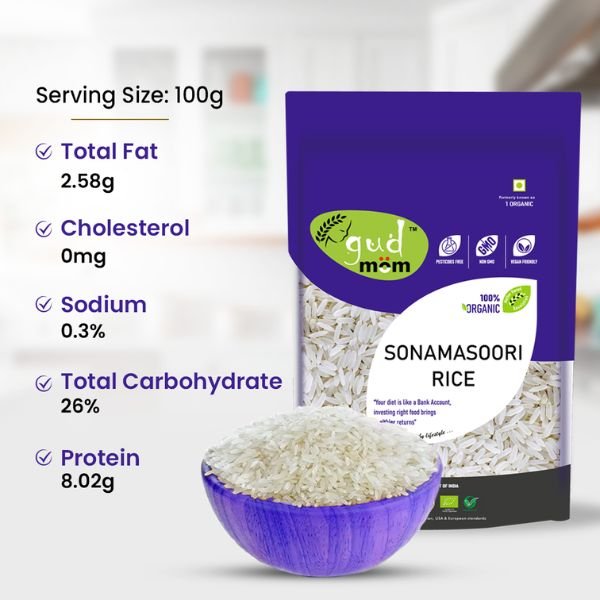 gudmom Organic Sonamasoori Rice 1 Kg-5