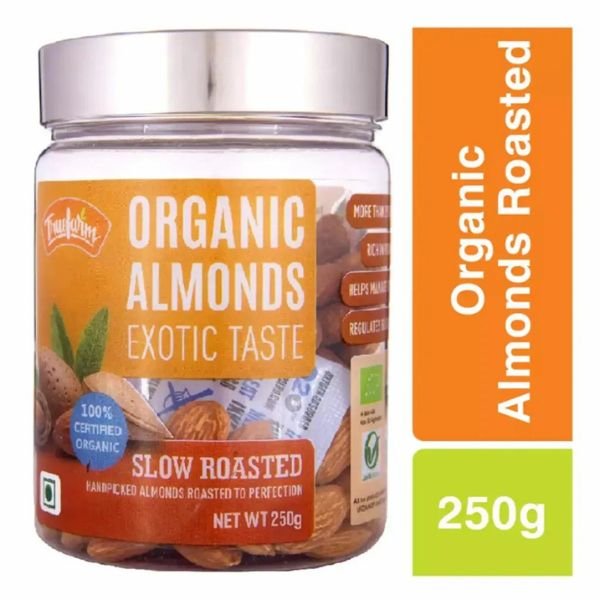 Roasted Almonds 250 gm -front-Truefarm Organics