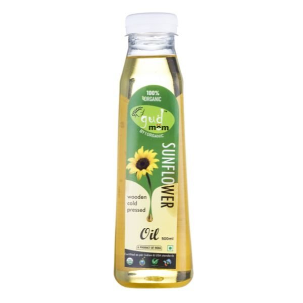 Organic Cold Pressed Sunflower Oil -front-Gudmom