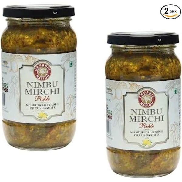 Organic Nation Nimbu Mirchi Pickle Pack Of 2