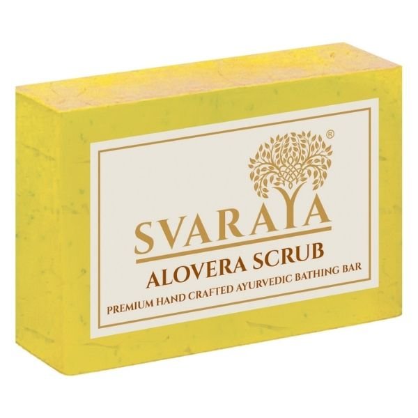 SVARAYA Handmade Aloevera Scrub Soap Label back 12