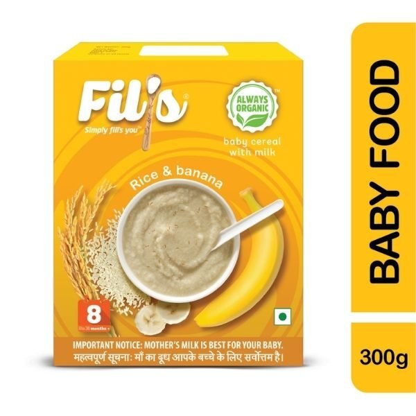 Baby Cereal With Rice and Banana 300 gm-front-Fil's Organic