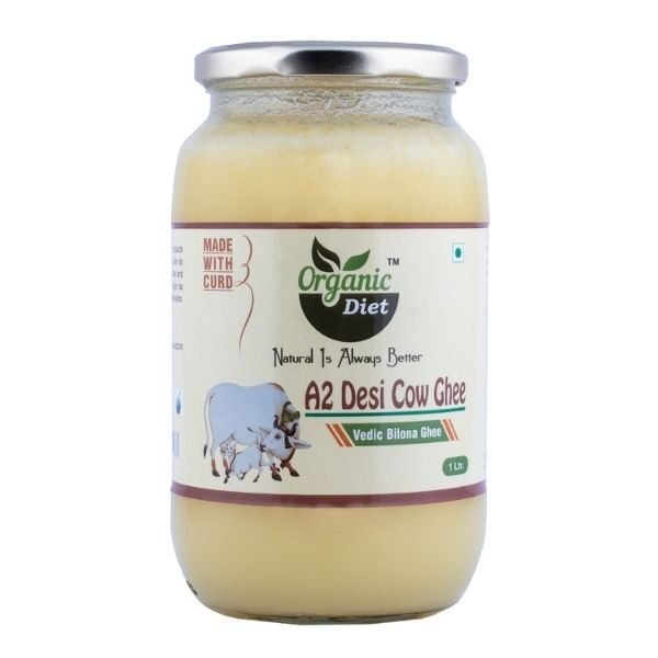 A2 Desi Cow Ghee 1 ltr-front-Organic Diet