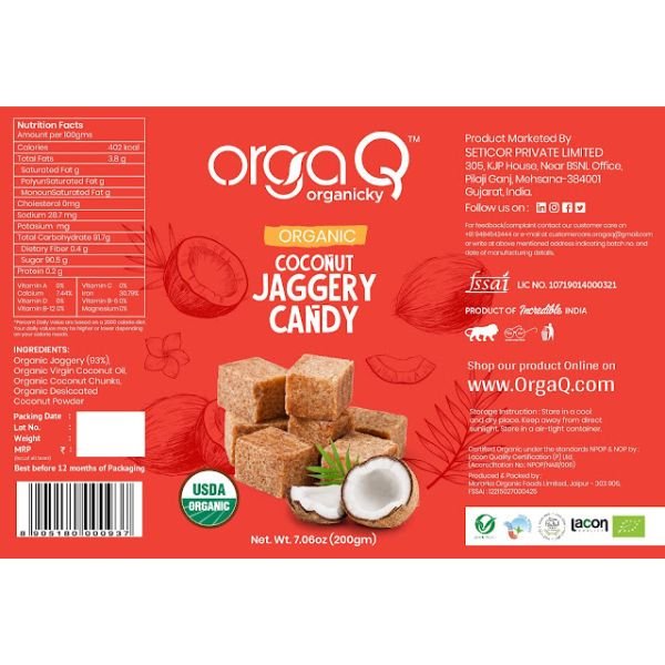 ORGAQ COCONUT JAGGERY CANDY 200G13