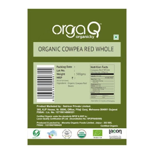 ORGAQ COWPEA RED WHOLE 500G6
