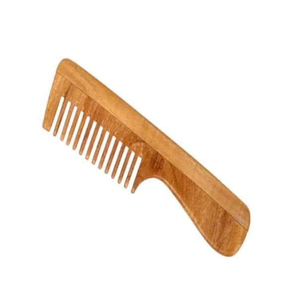 Neem Wood Comb With Handle-2- OrgaQ