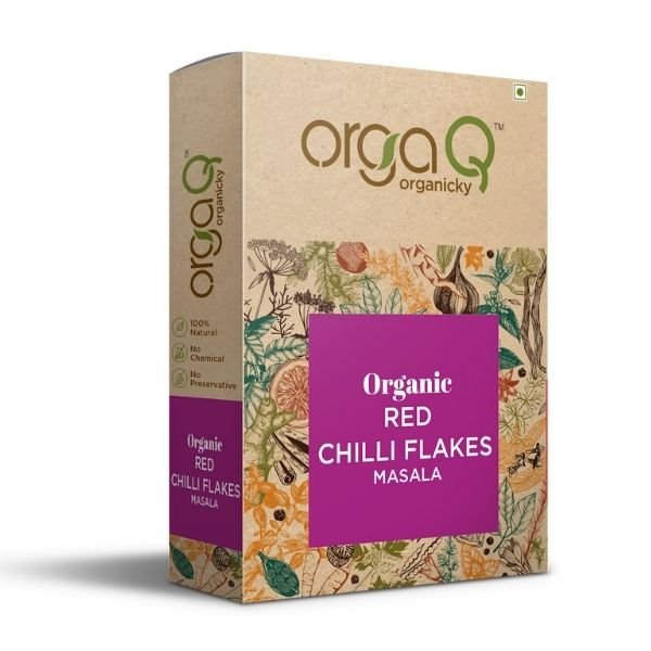 Red Chilli Flakes 50 gm-front-OrgaQ