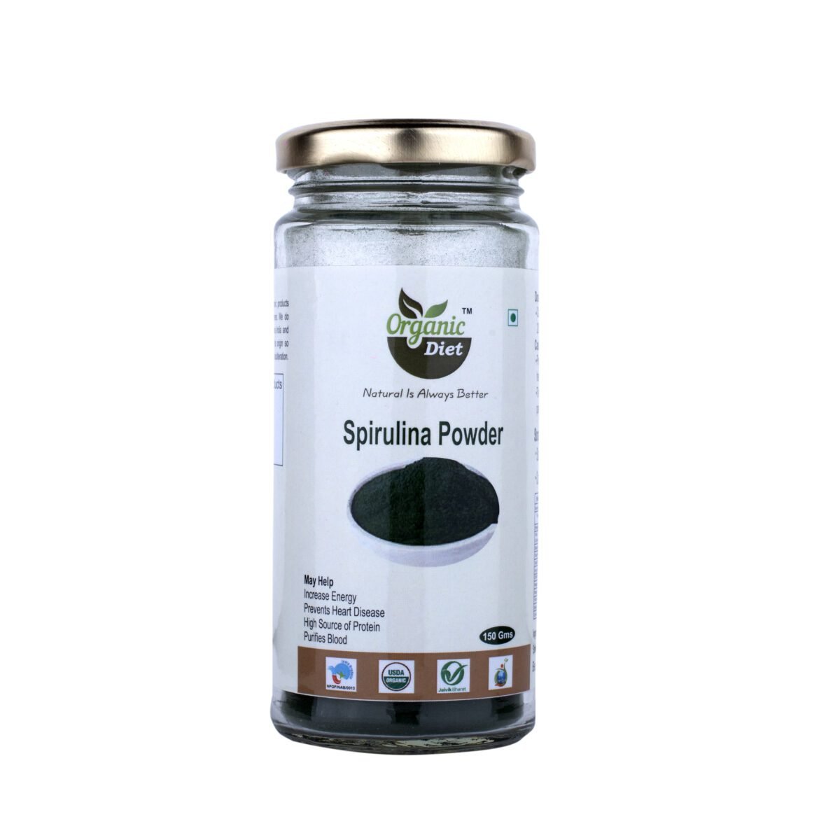 spirulina powder-front -organic diet