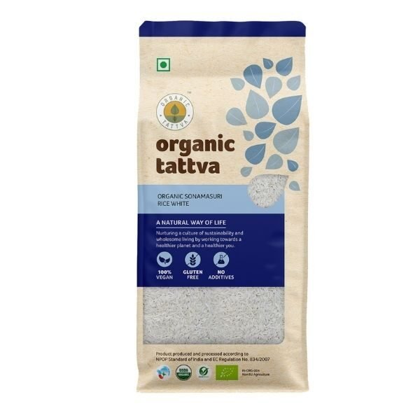 1 Organic Sonamasuri Rice White 1kg-front-Organic tattva