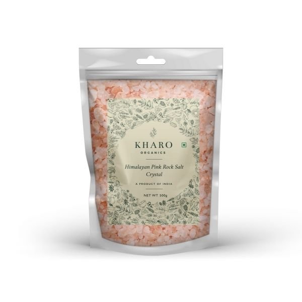 Natural Sendha Namak (Himalayan Pink Rock Salt) Powder 500 gm-front1- Kharo Organics