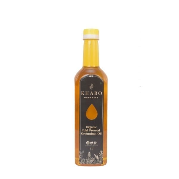 Cold Pressed Organic Groundnut Oil 1 ltr-Front- Kharo Organics