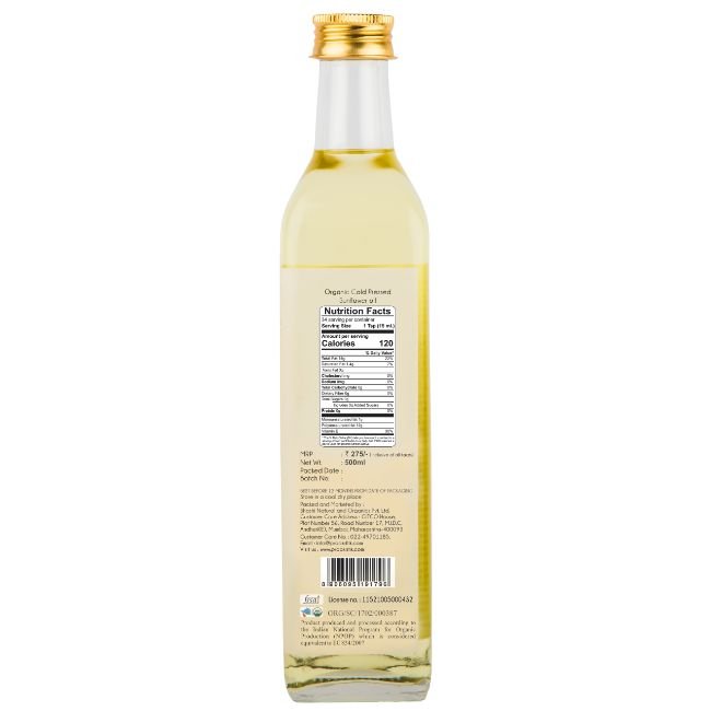 Praakritik Cold Pressed Sunflower Oil 500 ml - Organic Orion