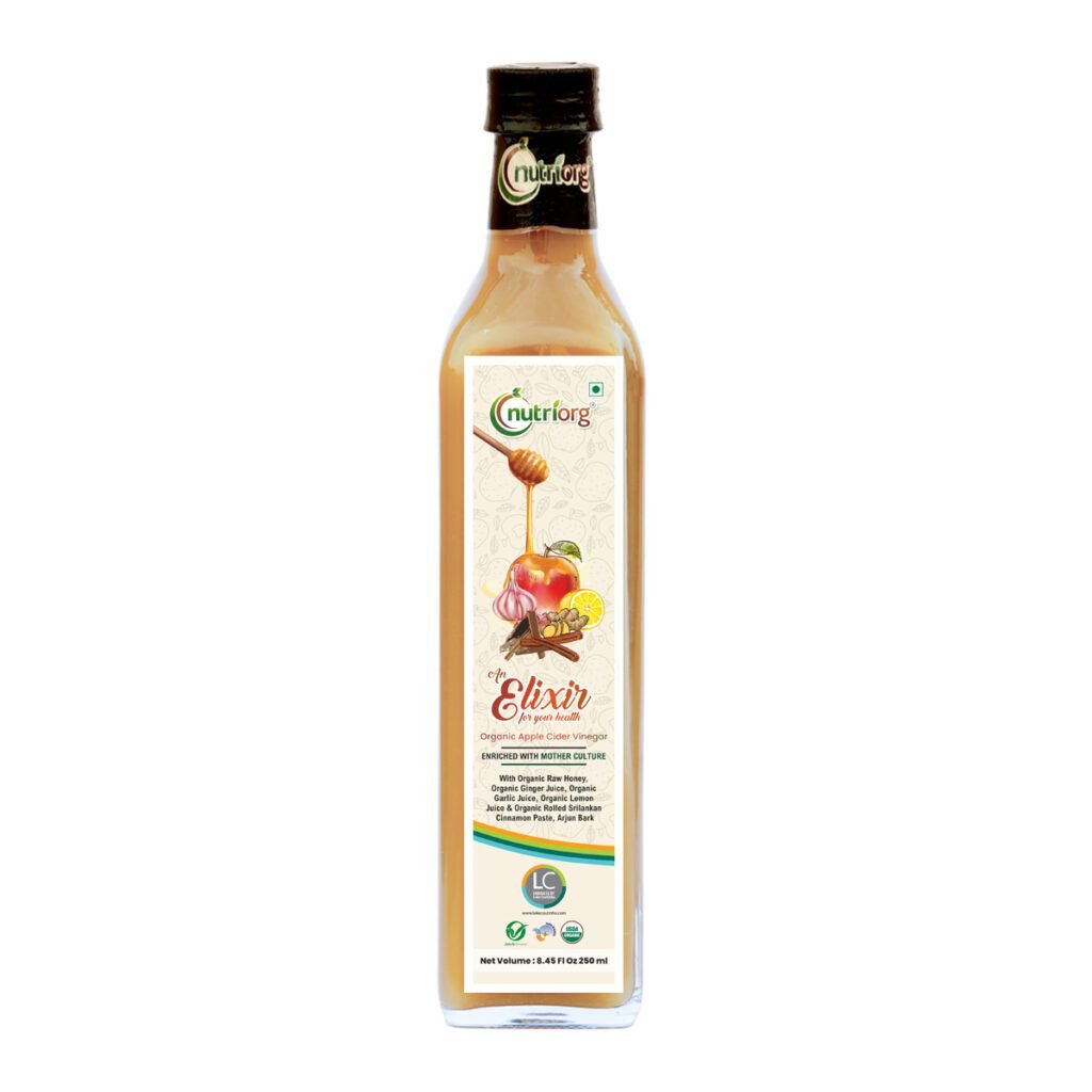 Certified Organic Elixir Apple Cider Vinegar 250 ml-front-Nutriorg