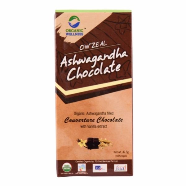 Ashwagandha Chocolate 42.5 gm-front-Organic Wellness