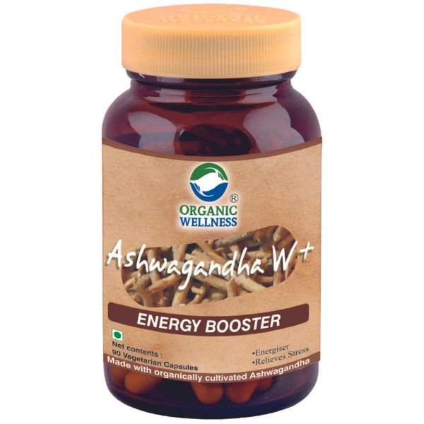 Ashwagandha W+ 90 Capsules-front-Organic Wellness