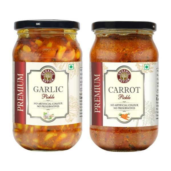 Carrot Pickle and Garlic Pickle Combo (2 x 400 gm)-5-Organic Nation