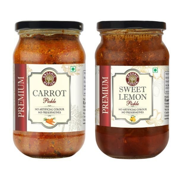 Carrot Pickle and Sweet Lemon Pickle Combo (400/450 gm)-6-Organic Nation