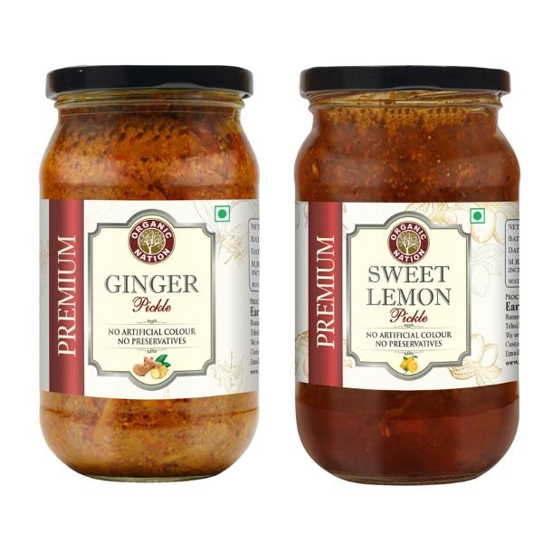 Ginger Pickle And Sweet Lemon Pickle Combo ( 400 /450 gm)-2-Organic Nation