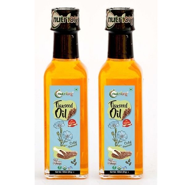 Certified Organic Flaxseed Oil 100ml (Pack of 2 )-front-Nutriorg