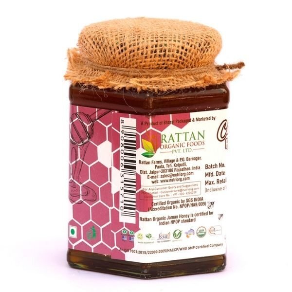 Nutriorg Certified Organic Honey with Jamun Flavor 500g 2