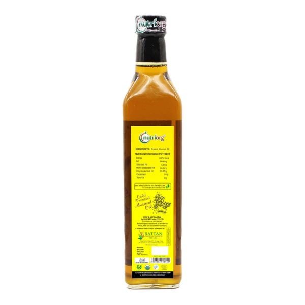 Nutriorg Certified Organic Mustard Oil 500ml Glass Bottle4
