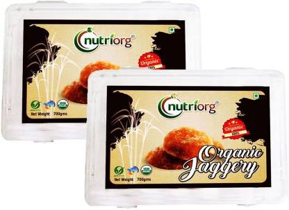 Nutriorg Certified Organic Raw Jaggery 1400g ( Pack of 2)1