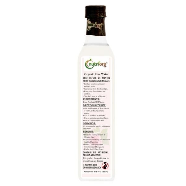 Nutriorg Certified Organic Rose Water 250 ml 5
