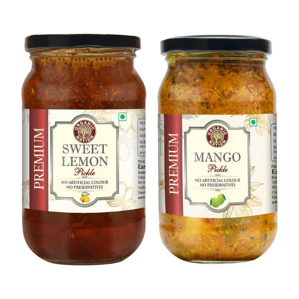 Sweet Mango And Sweet Lemon Pickle Combo (2 x 450 gm)-9-Organic Nation