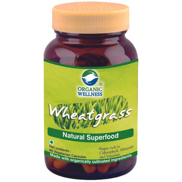 Wheatgrass Bottle 90 Capsules-front-Organic Wellness