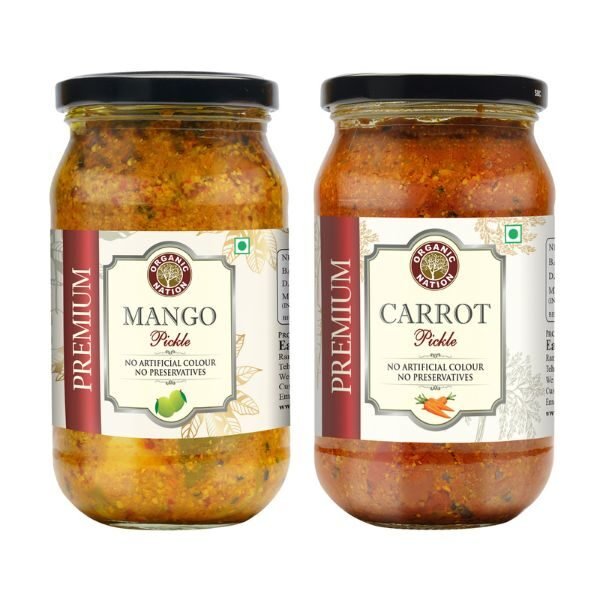 Mango Pickle And Carrot Pickle Combo (2 x 400 gm)-3-Organic Nation