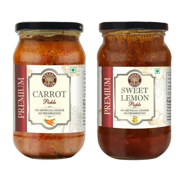 Sweet Lemon Pickle And Carrot Pickle Combo Pack (450/400 gm)-4-Organic Nation
