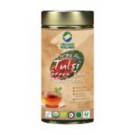 Tulsi Green Tea + Saffron Tin Pack 100-front1-Organic Wellness