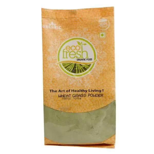 Wheat Grass Powder Pouch 100 gm front-Ecofresh