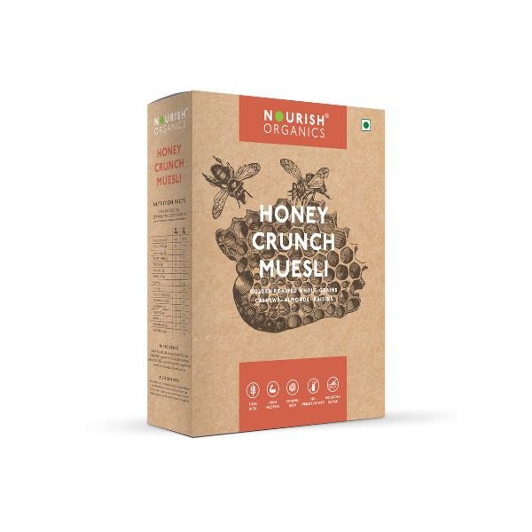 Honey Crunch Muesli 300 gm-front1- Nourish Organics