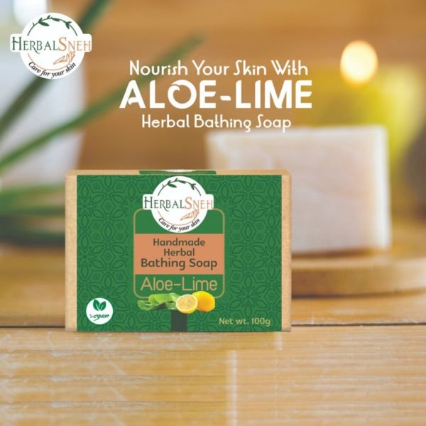 Aloe-lime Bathing Bar 100 gm-front-Orga Life