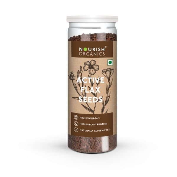 Active Flax Seeds 180 gm-front- Nourish Organics