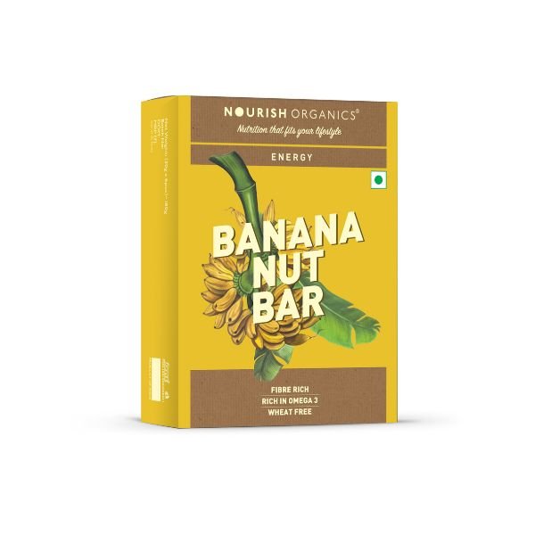 Banana Nut Bar (Pack of 6) 180 gm-front- Nourish Organics
