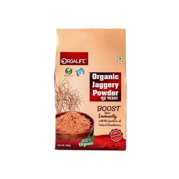 Jaggery Powder 500 gm-front-Orga Life