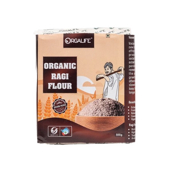 Organic Ragi Flour 900 gm-front- Orga Life