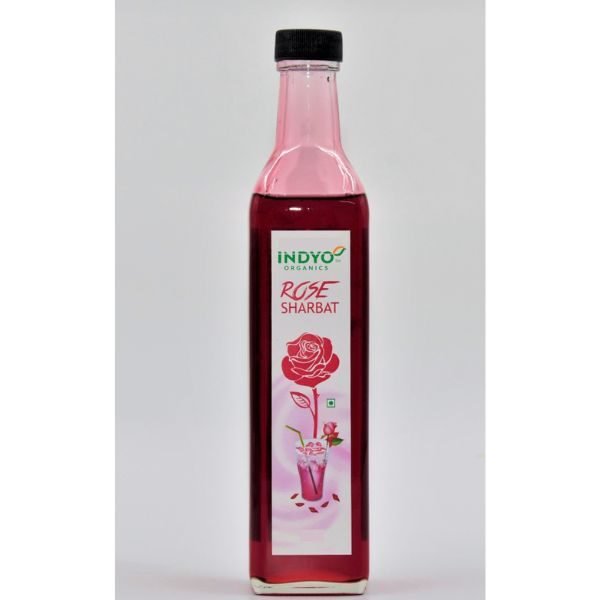 Rose Sharbat 650 ml-front2- Indyo Organic