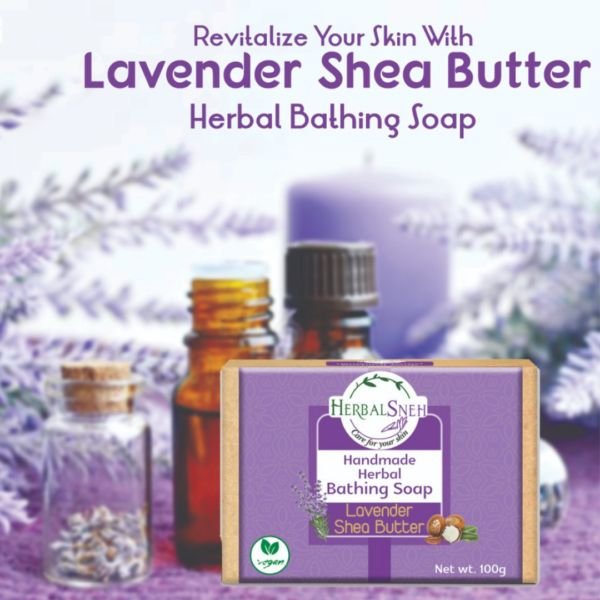 Lavender Shea Butter Bathing Bar 100 gm-front-Orga Life