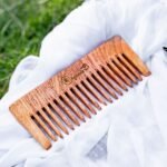 Wide Teeth Natural Neem Wood Comb-front-Organic B
