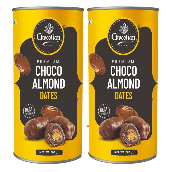 Almond Dates (pack of 2) 400 gm-Chocolian Bakers