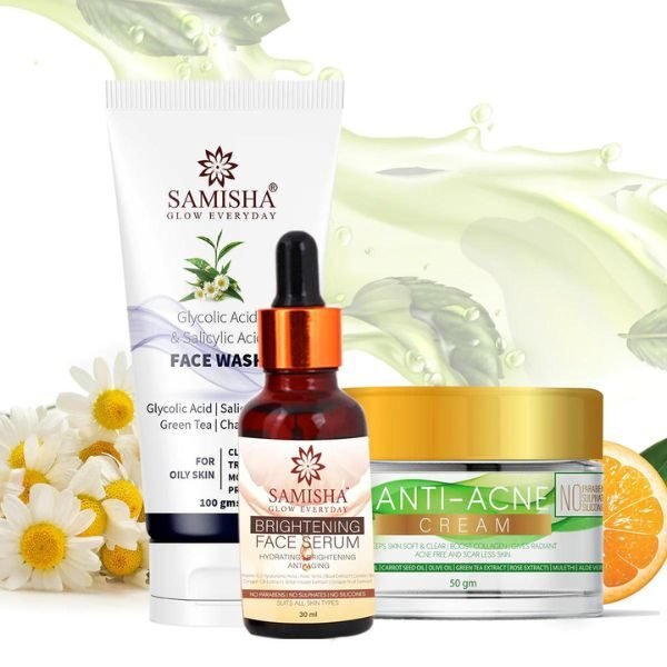 Face Wash, Vitamin C Serum, Anti Acne Cream Combo