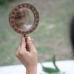 Wooden Engraved Home Decorative Handheld Mirror-front- Organic B