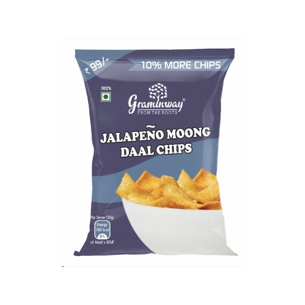 Jalapeno Moong Daal Chips -front- Graminway