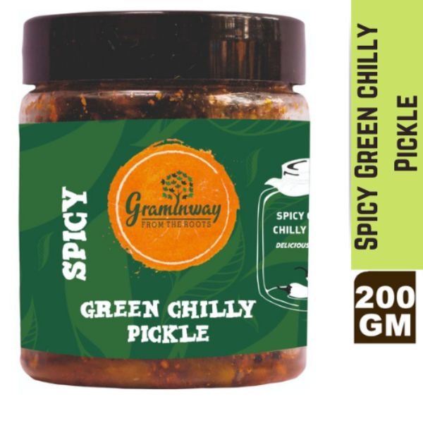 Spicy Green Chilly Pickle 200 gm-front-Graminway
