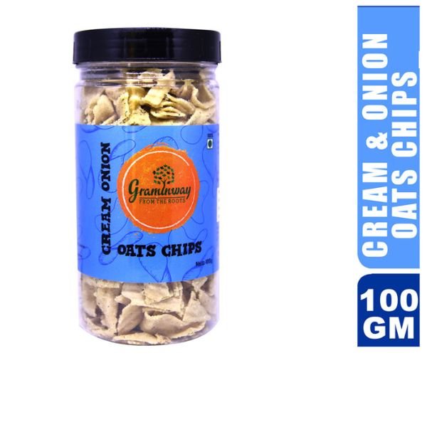 Cream Onion Oats Chips 100 gm-front-Graminway