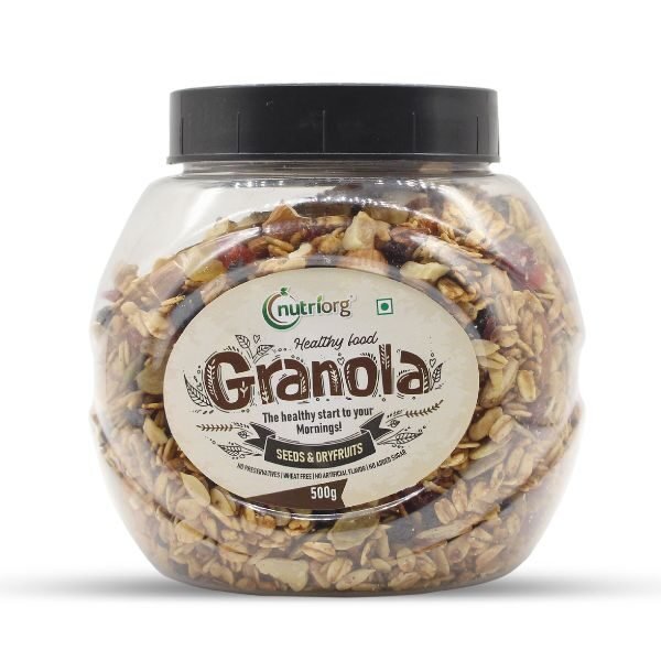 Crunchy Granola Seeds & Dryfruit Flavor 500 gm-front-nutriorg