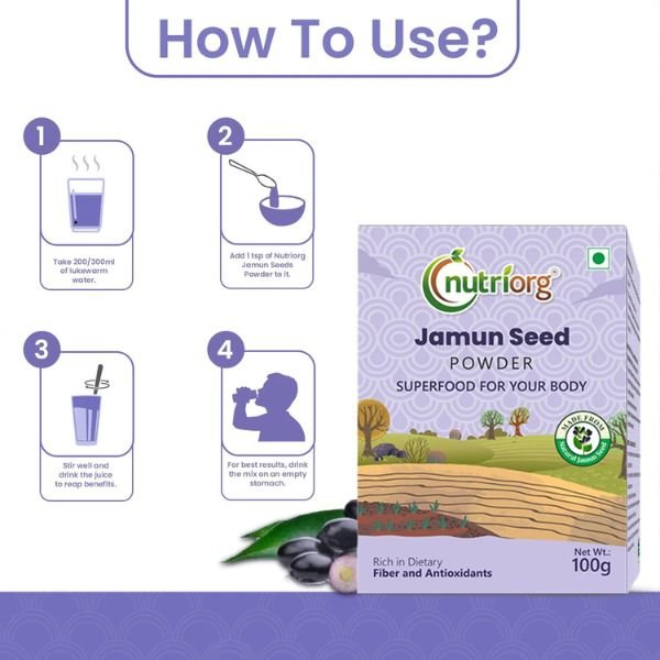 Nutriorg Jamun Seed Powder 100g ( Pack of 2)6
